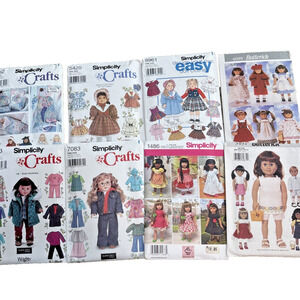 Lot of 8 Simplicity & Butterick 18" Doll Clothes Sewing Patterns UNCUT Variety